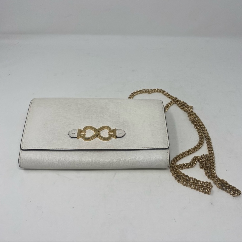 Kate Spade Toujours Chain Clutch Cross Body Bag White Excellent Used Condition